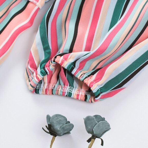 Striped High Waisted Mini Dress, M - Picture 6 of 8